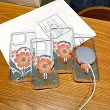 Suitable For 16/15/14/13/12 Pro Max 16 Plus, And Earlier Versions Of Fashion Bohemian Floral Pattern Phone Case.With Shockproof Protection, Magnetic Wireless Charging And Transparent Acrylic Design. - 無色 - 查看 5