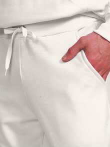 Men's Plain  Sweatshirt And Pants Set, Various Colors, No Print - Beige - View 6