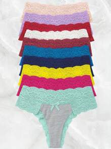 Kit Of 3 Microfiber Panties With Lace, Comfortable, High-Rise, Sexy - Amora