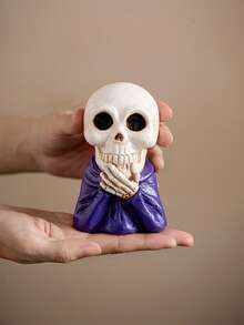 1 Stück Halloween gruselige Harz Deko lachender Schädel Ornament, unheimliche Atmosphäre Feier Dekoration Geschenk, Vintage Stil, geeignet für Spiele, Malerei, Küche, DIY, Abschluss, Büro, Möbel für Zuhause