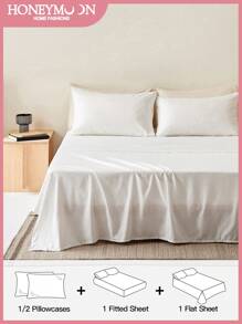 3/4件套深口袋10英寸床单套装，包含1/2个枕套和1个床笠，凉爽涤纶面料，奢华酒店品质，防缩水，可机洗，适合家庭和宿舍使用，白色，通过Oeko-Tex认证 - 白色 - 查看 2