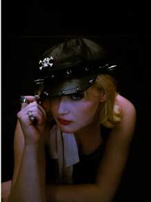 1pc Women Punk Leopard Print Spider Rivet Leather Beret Hat, Suitable For Daily Commute Or Party Halloween