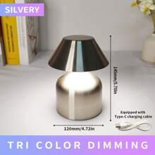 1 szt. Lampa bezprzewodowa, minimalistyczny design, złoty metal, przenośna lampa biurkowa LED z akumulatorem, 3 poziomy jasności, odpowiednia dla par, do jadalni, pokoju dziennego, salonu, sypialni