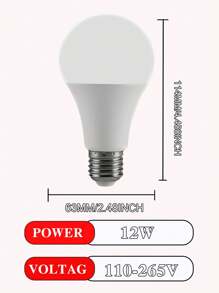 4个/6个/8个/12个 E27 12W LED灯泡，6500K冷白光，1200流明超亮灯泡，适用于客厅、厨房、卧室和办公室