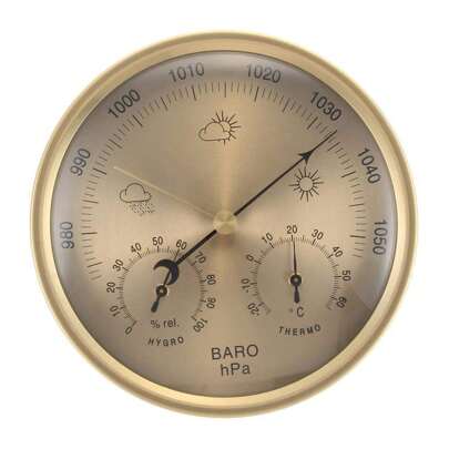 3-In-1 Wall Weather Station - Thermometer, Barometer And Hygrometer - Professional Indoor/Outdoor Accuracy - 180mm Blue Colour,Perfect Christmas Gift