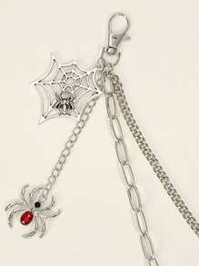 1Pc Personalized Hip-Hop Rhinestone Red Spider Pendant Metal Multi-Layer Pants Chain Versatile Jeans Accessory