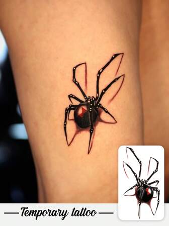 1 pieza Tatuaje temporal gótico de araña 3D que se arrastra, de estilo oscuro y de moda, a prueba de agua, resistente al sudor y lavable, sin reflejo, adecuado para uso diario