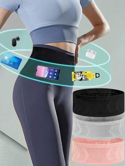 Breathable Running Waist Pack, Moisture-Wicking Storage Bag, High Elasticity Waist Pouch, Unisex Multi-Function Sports Waist Bag With Anti-Bounce Elastic Band, Phone Pocket, Suitable For Walking, Travel, Sports, Hiking And Fitness