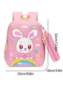 New Fashion Cartoon Backpack With Small Pouch - Pink - View 4