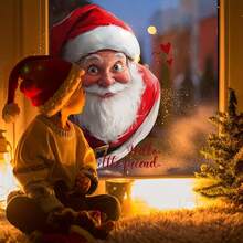 19.99*30.0cm Double-Sided Visual Pattern Glass Window Sticker, Home Window Christmas Decoration Sticker, DJ7560-NL Simulated Santa Claus Room Decor Home Decor Wall Decor Wall Stickers Stickers Living Room Decor Personalised Stickers