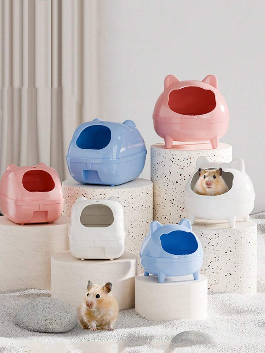 1pc Hamster Sand Bath Hamster Bathroom, Pet Hamster Bathroom Bath Sand Room Small Animal Toilet Large Space Transparent Shower Room Hamster Sand Bath Container Cage Accessories - Multicolor - View 1