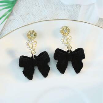 1 paire de boucles d'oreilles clip-on avec nœud de perle, convient pour un port quotidien