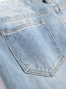 青少年男孩中号水洗蓝色猫须做旧修身直筒牛仔裤 - 淺色水洗藍 - 查看 5