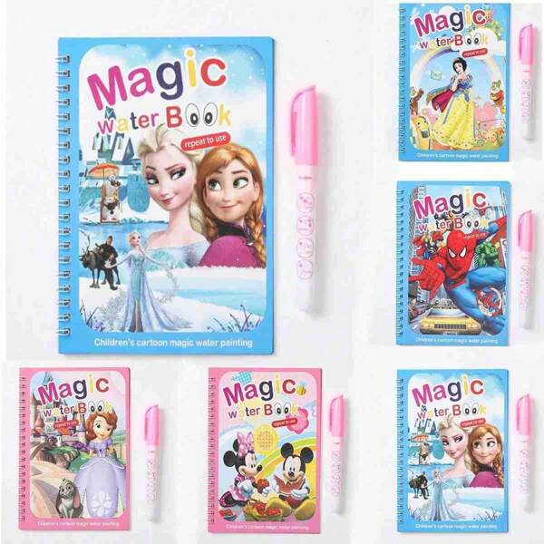 Disney 1pc Disney Frozen Reusable Water Color Painting Book, Spider-Man, Mickey Mouse, Magic Coloring Set, Painting Supplies For Kids, Educational Gift For Children, Birthday Gift ﻿(Random Style)
