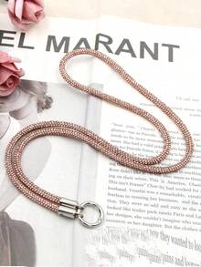 1pc Long Rhinestone Dual Buckle Lanyard Necklace For Women, Minimalist & Fashionable Phone Strap, Anti-Lost & Anti-Drop (Random Style Pad Included)