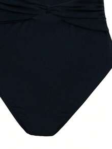 HKGFF-2025 New Black Solid Color Sunsuit Suit Set, Spring And Summer Hanging Neck Metal Two-Piece Set, Sun Protection Function Indoor And Outdoor Swimwear