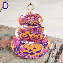 1 Set Of 3-Tier Classic Halloween Themed Elegant Wooden Display Tray, Practical And Convenient Display Rack Design, Both Decorative And Functional, Halloween Special Edition Gift, Halloween Decorative Display Tray, Display Tray, Holiday Party Tabletop Decor
