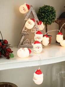 Christmas Snowman Santa LED String Lights, Battery Operated Fairy Lights, Indoor Xmas Decor For Christmas Tree Bedroom Window Holiday Party Decoration, Christmas String Lights, Xmas Tree Decoration Lights - White - View 8