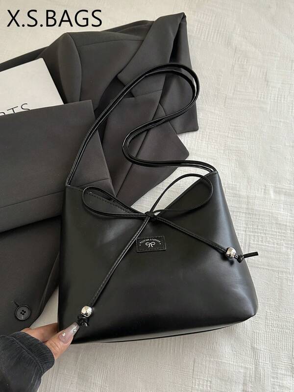 2025 New Arrival Niche Women's Underarm Commuter Bucket Bag, Minimalist Design With Tie Bow, Summer One Shoulder Bag