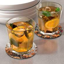 6pcs/Set Autumn Highland Cow Printed Drink Coasters, 10cm/2mm Thick Absorbent Rubber Round Coasters, Soft Rubber Backing, Decorative Coasters For Cups, Home Kitchen Dining Table Decor - ZBD-028 - View 4