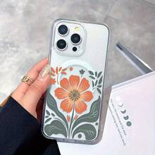 Suitable For 16/15/14/13/12 Pro Max 16 Plus, And Earlier Versions Of Fashion Bohemian Floral Pattern Phone Case.With Shockproof Protection, Magnetic Wireless Charging And Transparent Acrylic Design. - 無色 - 查看 1
