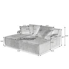 SRAH'SHOPCompressible Double Chaise Lounge With Cupholders - No Assembly Required, Fluffy Modern Sleeper Loveseat For Indoor Living Room Bedroom Reading