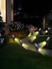 Foco solar para paisaje de exterior, 3 modos (luz baja, luz media, luz alta), brillo ajustable, foco solar para paisaje de color cambiante, adecuado para entrada/patio trasero/paisaje del jardín/árboles/garaje (amarillo cálido) - Warm light - Ver 3