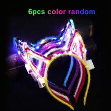 Set de 3/6/9 piezas de diademas con cuernos/orejas de ratón/gato/conejo/corona con LED, decoración para fiestas de princesa, bodas, cumpleaños, conciertos, graduaciones, Navidad Papá Noel, anillo luminoso que brilla en la oscuridad (color aleatorio)