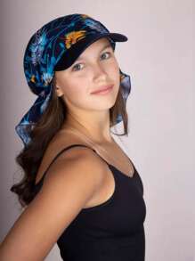 قبعة مسلمة بطبعة زهرية أنيقة، طربوش، قبعة بيسبول، قبعة شمس، وشاح، وشاح بحافة للنساء