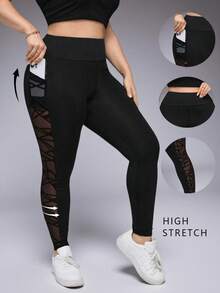 1 szt. Damskie legginsy sportowe, modelujące sylwetkę, z wysokim stanem, z siateczki patchworkowej, oddychające, wielofunkcyjne, odpowiednie do jazdy na rowerze i aktywności na świeżym powietrzu