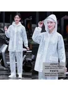 1 wiederverwendbarer tragbarer Regenmantel für Erwachsene Herren und Damen, schwerer Regen EVA Regenmantel, transparenter Einteiler Regenmantel für Outdoor-Reisen, transparente Regenjacke mit Kapuze, einfach, modisch, für den täglichen Gebrauch