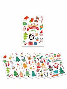 113pcs Christmas Stickers, Cute Christmas Decoration Stickers Featuring Snowman, Christmas Tree And Santa Claus, Suitable For Notebooks, Backpacks, Desktops And Windows, Christmas Decoration Window Stickers