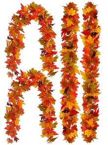 1 Stück Ahorn Blätter Girlande, Party Freude künstliche Ahorn Blatt Herbst Girlande zum Aufhängen, Tisch Dekoration, Haustür Herbst Deko, Zuhause innen und außen, Thanksgiving, Halloween Dekorationen, Herbst Deko, Künstliche Pflanzen