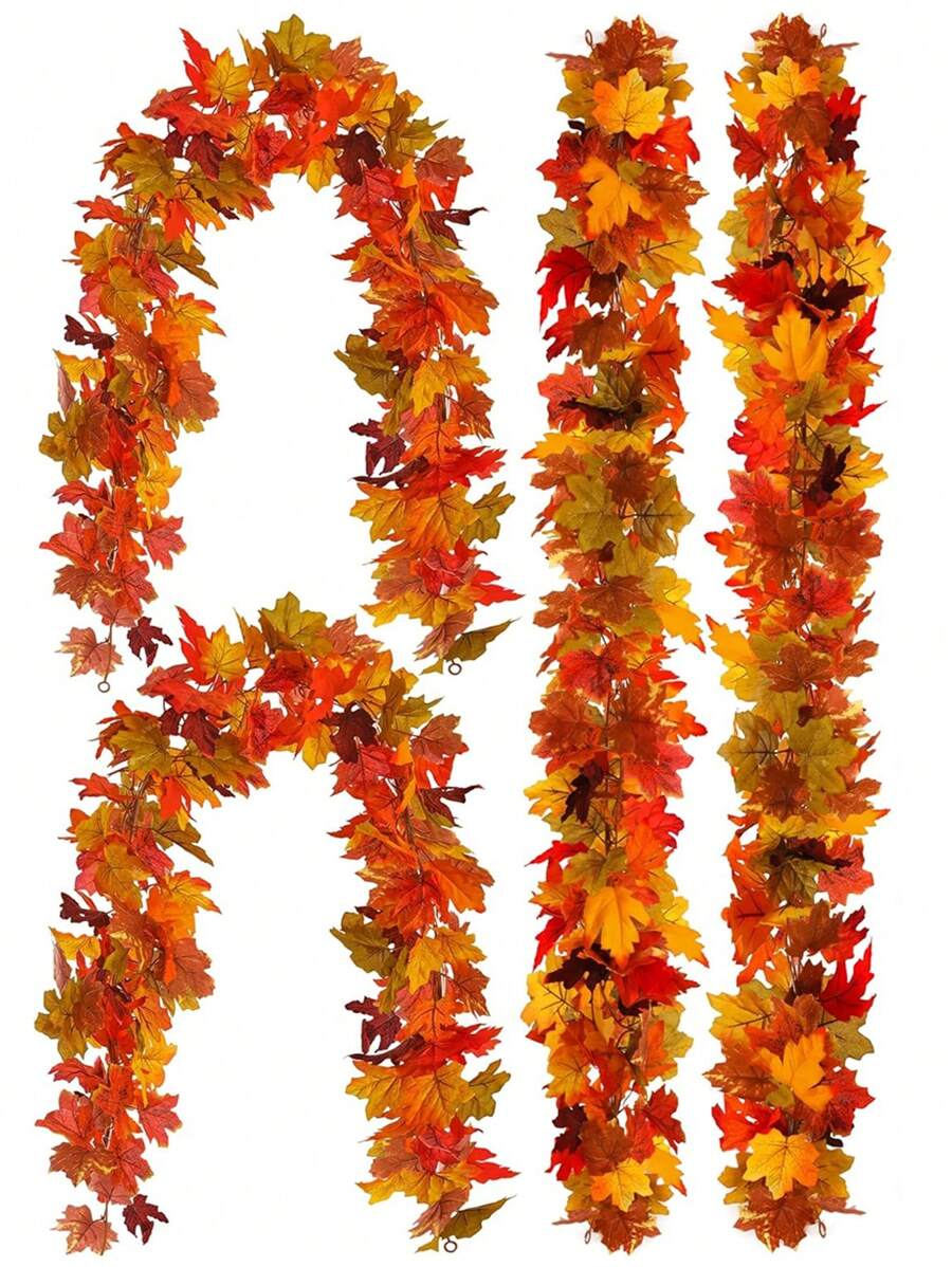 1 Stück Ahorn Blätter Girlande, Party Freude künstliche Ahorn Blatt Herbst Girlande zum Aufhängen, Tisch Dekoration, Haustür Herbst Deko, Zuhause innen und außen, Thanksgiving, Halloween Dekorationen, Herbst Deko, Künstliche Pflanzen