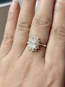 1 Stück eleganter & luxuriöser 925er Sterling Silber Ring mit 2CT Moissanit Blume, Schmuckzubehör für Damen zu Partys/Veranstaltungen/Verlobung