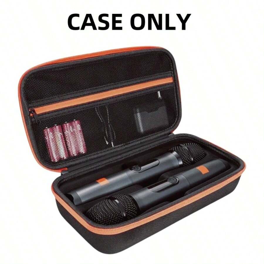 Portable Wireless Microphone Case, Shockproof & Waterproof Storage Box For 2 Mics, Handheld Dual Mic Travel Bag Ideal For Singing Or Karaoke, Thanksgiving Day Christmas Gift - 黑色 - 查看 1