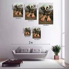 1pc Italian Rot Brain Creature La Vacca Saturno Saturnita Wall Decor Poster Art Size Wood Frame Wall Art - Bathroom Modern Wall Art, Living Room Home Wall Decoration. Ideal Gift For Friends And Family Poster Canvas Wall Art For Bedroom Decor Bar Office Room Decor Gift - 米色 - 查看 3