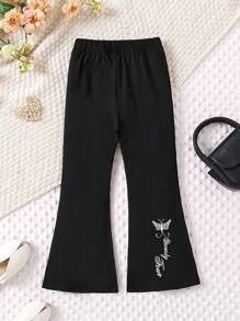 Pantalones con estampado de mariposa para niñas, nuevos pantalones largos para niñas jóvenes, pantalones acampanados para niñas, estilo de moda coreano, adecuados para primavera y otoño