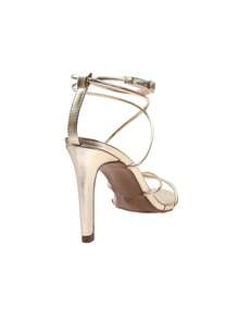 Gold 9cm Thin Heel Sandal With Cross Straps For Party - Gold - View 3