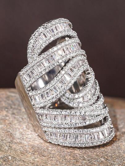 1 pieza Anillo de zirconia cúbica glamoroso para mujer para boda, compromiso, aniversario, fiesta, joyería, regalo del Día de San Valentín