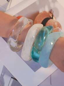 1pc Exaggerated Resin Asymmetrical Semi-Transparent Design Bracelet