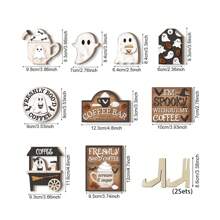 9Pcs/Set Halloween Tiered Tray Decor Set Coffee Ghost Decorations Wooden Mini Signs Rustic Table Centerpieces Farmhouse Decor For Home Kitchen Table Farmhouse Thanksgiving Holiday Decor Supplies(Without Tray) Home Decor Halloween Decor Room Decor