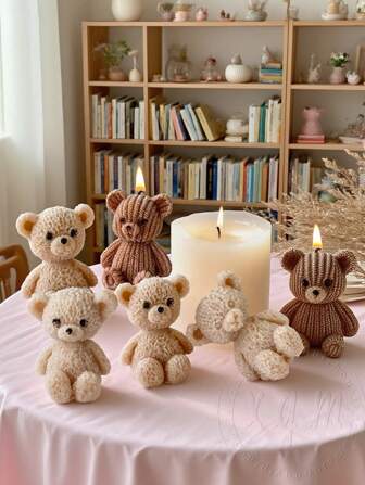 Mini Teddy Bear Mold, DIY Teddy Bear Candle Decoration, Teddy Bear Dropper Decoration Ornament, Handmade Soap, Soft And Easy To Demold, Home Decoration, Candle Or Gypsum Casting Integrated Durable Silicone Material, Desktop Bedroom Porch Bedside Desk Candlelight Dinner Decoration, Holiday Party Atmosphere Decoration, Four Teddy Bear Styles To Choose From
