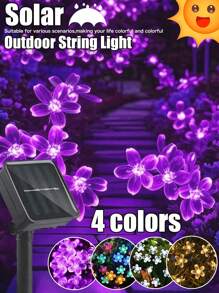 1 Pack Solar Garden String Lights,Outdoor Waterproof Fairy Lights 20/50/100 LED Solar Flower String Lights - 8 Lighting Modes Fancy Lights For Garden, Patio, Fence, Christmas Tree. Atmosphere Lights . For Outdoor Yard ,Patio ,Balcony ,Fence, Staircase, Lawn Decoration Christmas, Halloween, New Year And Holiday Decoration (Multicolor/Purple/Warm White/White)