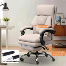 Office Chair Adjustable Height Executive Desk Chair With Foot Rest Comfy Computer Chair High Back Ergonomic Leather Office Chairs - White - View 3