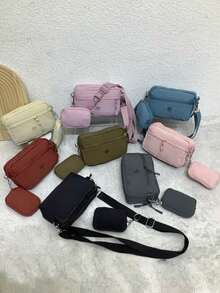 Bolso bandolera de gran capacidad para mujer, bolso coreano sencillo, bolso bandolera casual para estudiantes - Verde - Ver 5