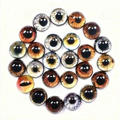10颗（5对）6/8/12/16毫米玻璃眼珠，适用于DIY动物工艺品（狗、猫、恐龙）和娃娃眼睛（颜色和款式随机发货）