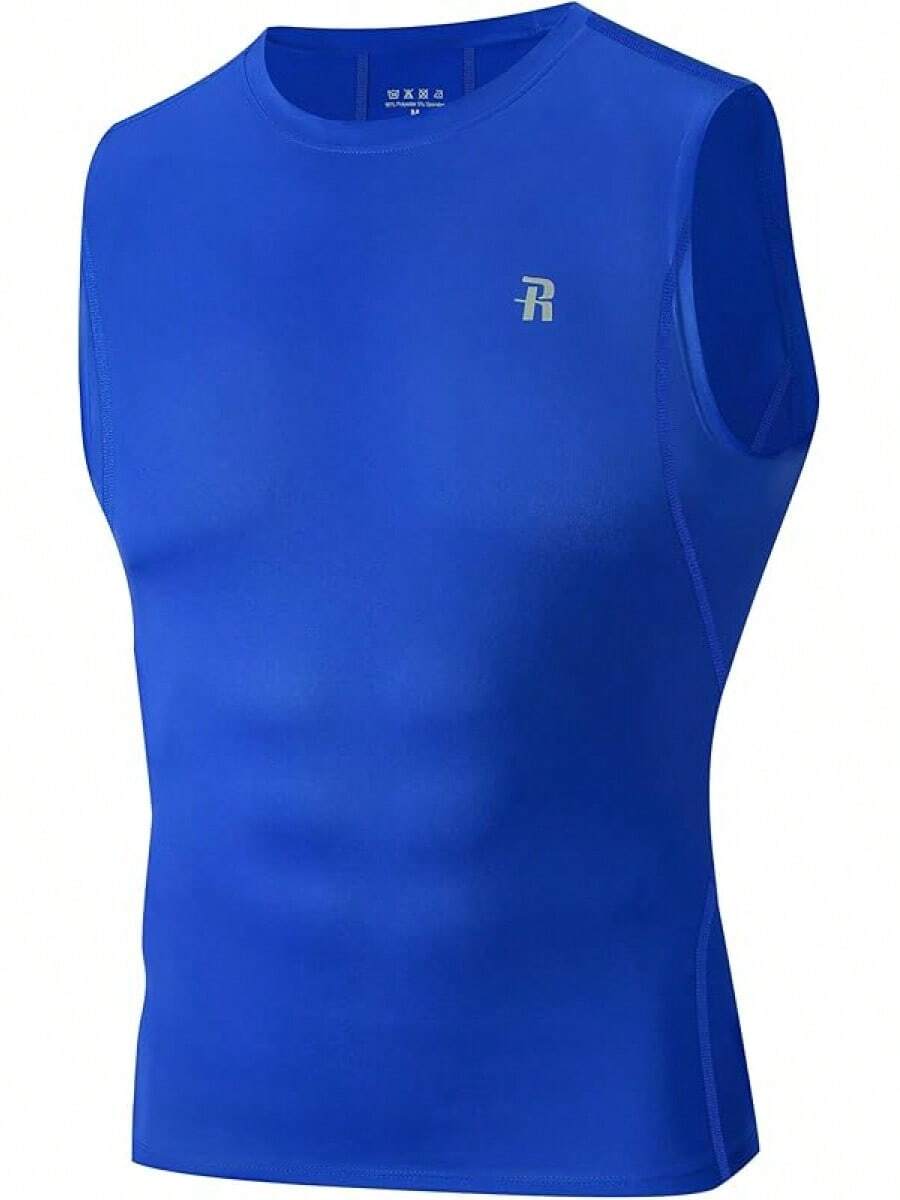 GYHSRunhit Sleeveless Compression Shirt Men Top Athletic Muscle Shirts Men - 寶藍色 - 查看 1