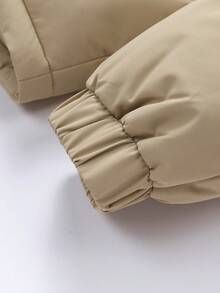 1pc Men's Outdoor Thick Hooded Jacket, Solid Color, Autumn/Winter,Fleece