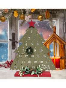 1 件木制圣诞降临节日历、圣诞倒计时木制日历、节日装饰红色冬季场景装饰（不含绳子）、圣诞派对、季节性装饰摆件 - 彩色 - 查看 3